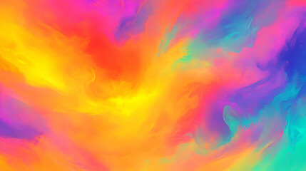 Abstract Colorful Swirling Paint Background with Vivid Hues of Yellow, Orange, Pink, Green, and Blue, Creating a Dynamic and Energetic Art Piece