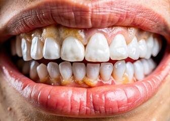 Close-up of white patches in mouth illustrating oral health issues and potential medical concerns