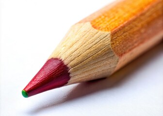 Close-Up View of a Wooden Pencil on a White Background for Office and School Supplies Use