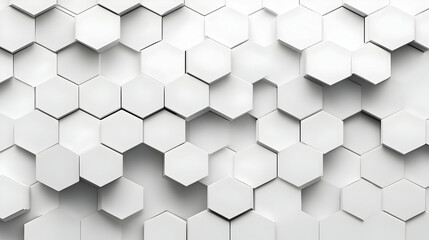 Naklejka premium 3D Render of a White Hexagon Pattern Wall, Abstract Geometric Background with Depth and Dimension