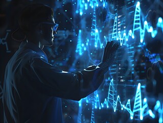 Futuristic Holographic DNA Analysis and Health Risk Identification in Advanced Digital Interface