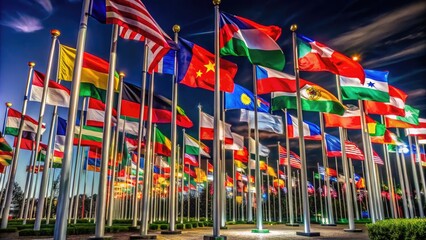 Collection of International Flags with Names Displayed for Educational and Cultural Purposes