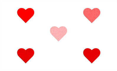 5 Hears in red colour with different effects