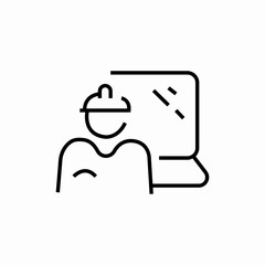 construction worker pc laptop icon sign vector