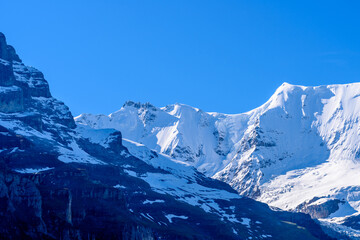 The Swiss Alps at Murren, Switzerland. Jungfrau Region. The valley of Lauterbrunnen from Interlaken.