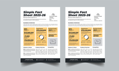 Sample Fact Sheet, Company Fact Sheet, Nonprofit Organization Fact Sheet, Product data sheet design template with beautiful color concept layout