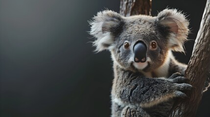 Fototapeta premium Cute Virtual Koala Companion Clinging to Avatar in Digital Adventures