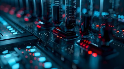 Futuristic DNA Data Storage Racks in a High Tech Data Center