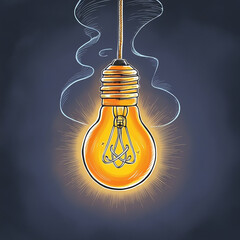 Glowing light bulb fuels ideas of innovation