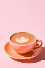 Fototapeta premium a cup of coffee on a pink background