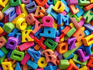 Naklejka premium Colorful Alphabet Letters in Digital Style Creating a Playful and Engaging Learning Environment