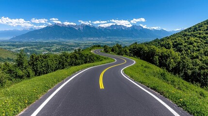 A photostock images of a scenic mountain pass with winding roads