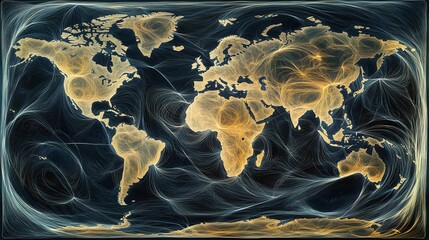 world map overlaid with interconnected lines symbolizing globalization