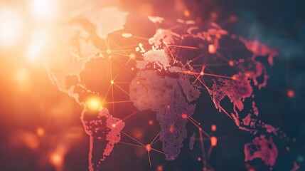 world map overlaid with interconnected lines symbolizing globalization