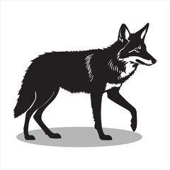 Coyote silhouettes and icons. Black flat color simple elegant white background Coyote animal vector and illustration.
