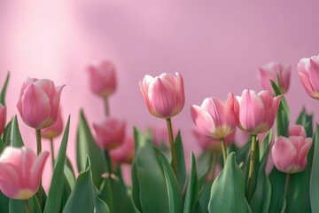 Fototapeta premium Stunning Pink Tulips Against Soft Background
