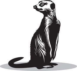 Meerkat silhouettes and icons. Black flat color simple elegant white background Meerkat animal vector and illustration.