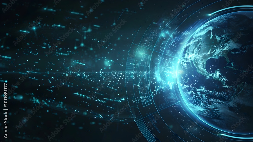 Canvas Prints futuristic holographic interface showcasing interstellar communication and cosmic visualization