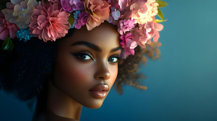 Naklejka premium Woman with Flower Crown Illustration