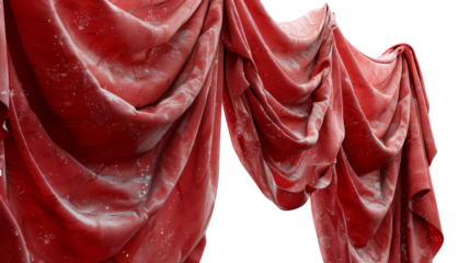 Elegant red stage curtains cut out in PNG format, ideal for theatrical designs and event promotions. This vibrant graphic adds a touch of drama and sophistication, enhancing presentations, invitations