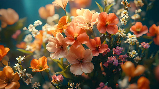 Peach and White Flower Bouquet Illustration