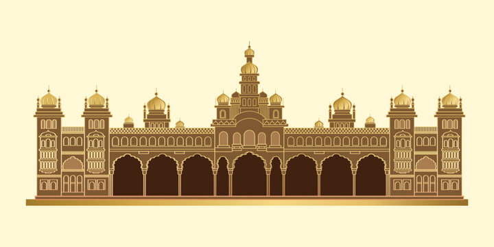 Mysore place vector minimal golden illustration