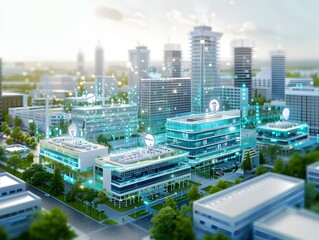 Smart Hospital Powered by Resilient Smart Grid in Futuristic City Skyline