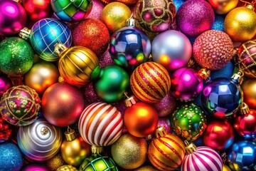 Obraz premium Colorful Christmas Baubles Vector Set for Holiday Decorations and Festive Design Projects