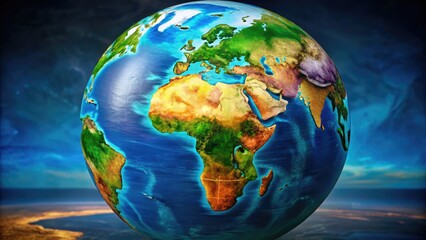 Fototapeta premium Colorful Clip Art Earth Globe with Detailed Continents and Ocean for Educational and Creative Use