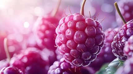 Close Up of Fresh Purple Blackberry with Blurred Background - Realistic Image