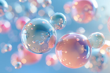 A bunch of colorful bubbles floating in the air