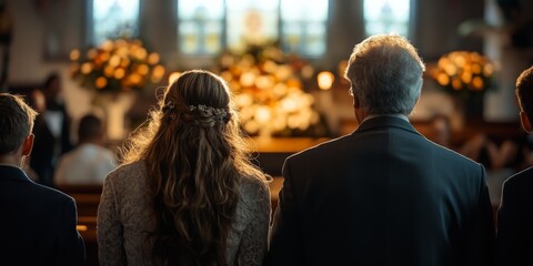 Family Mourning Together at Funeral Service with Subdued Emotional Atmosphere