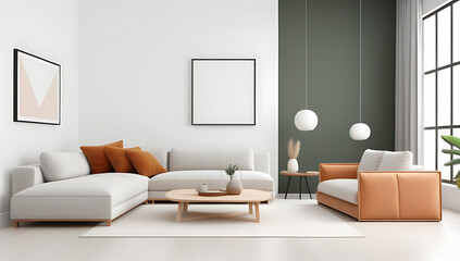 modern living room empty white wall background