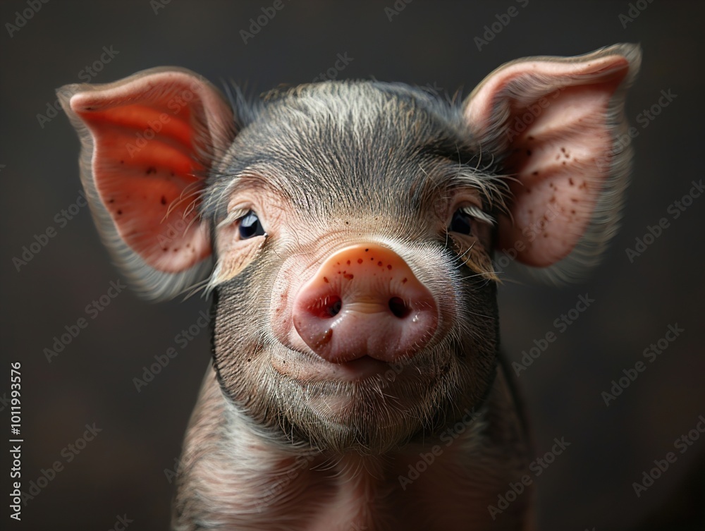 Wall mural Adorable Piglet Portrait: Close Up of a Cute Baby Pig