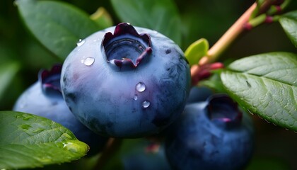 Juicy blueberries on a bush