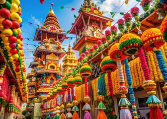 Obraz premium Colorful festival decorations celebrating cultural heritage and traditional festivities in vibrant settings