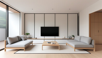 modern living room wall featuring empty space
