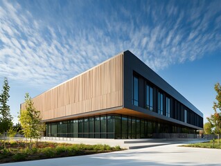 Obraz premium A modern building with clean lines and a minimalist design