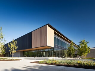 Obraz premium A modern building with clean lines and a minimalist design