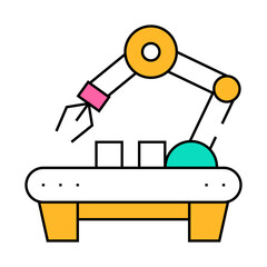 factory robotic arm line icon vector. factory robotic arm sign. isolated symbol illustration