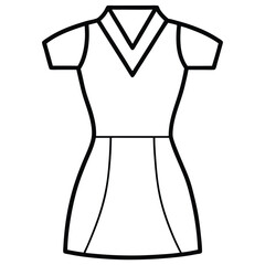 This modern vector art illustration showcases a stylish notch neck dress for girls, perfect for fashion design, apparel prints, and children's clothing graphics. Ideal for trendy and chic designs.