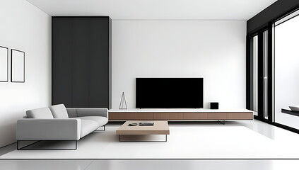 minimalist nomadic modern living room