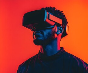 A man wearing a VR glasses