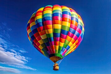 Obraz premium Colorful hydrogen balloon floating against a clear blue sky creating a vibrant and cheerful atmosphere
