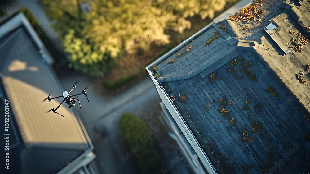 Canvas Prints High-Tech Gutter Check: Drone in Action