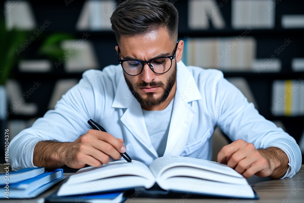 Aufkleber a scientist working in a lab, surrounded by books and equipment, symbolizing the humanist belief in 