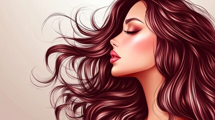 Glamorous Beauty Model with Wavy Hair and Expressive Features