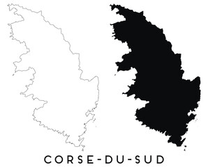 Fototapeta premium Corse du Sud map outline and black silhouette vector