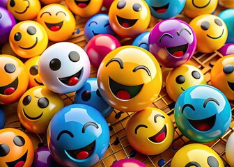 Obraz premium Colorful Notes Emoji Representing Music, Creativity, and Communication in Digital Conversations