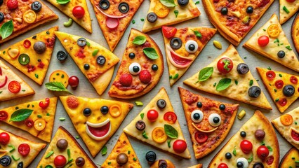 Fototapeta premium Colorful Pizza Emojis Collection for Fun Food and Social Media Expressions and Digital Communication